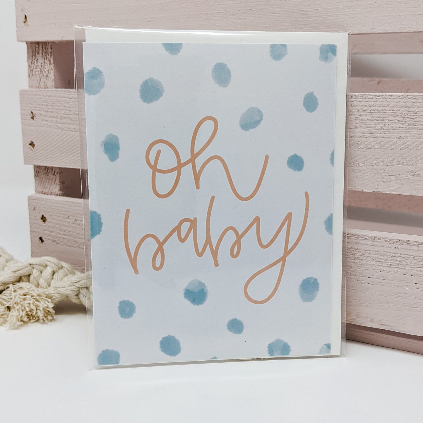 Oh Baby Blue Polka Dot Card - Holyome Design Co.